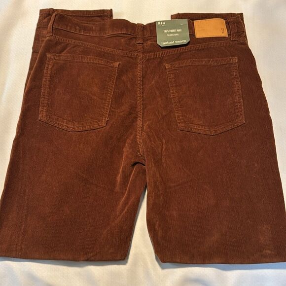 Corduroy Pants Mens 36 34 Brown Relaxed Taper Mutual Weave - Picture 4 of 4